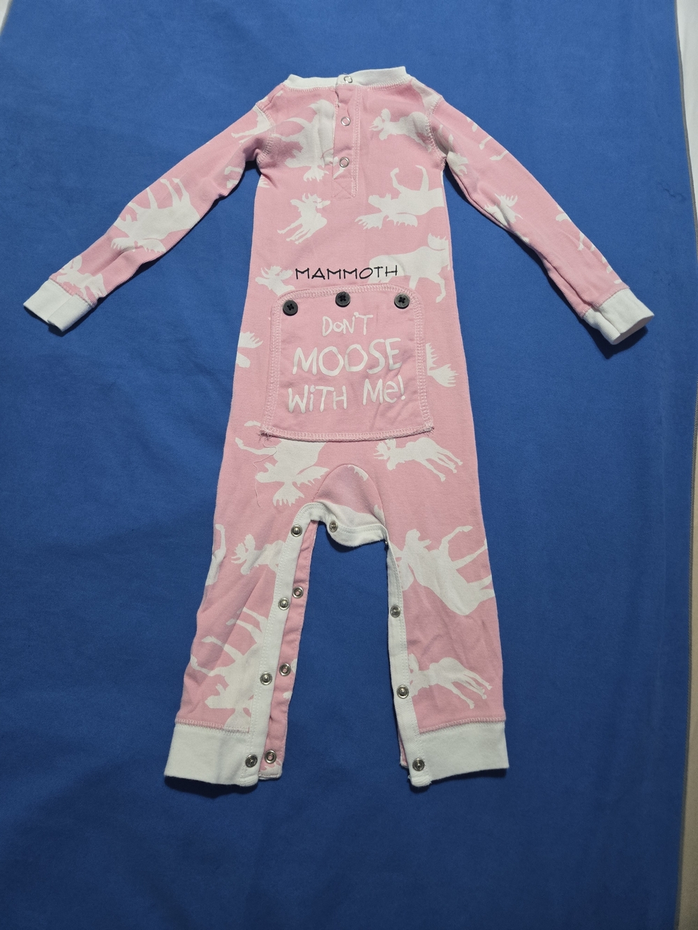 Lazy One Pink and White Moose Print Kids One-Piece